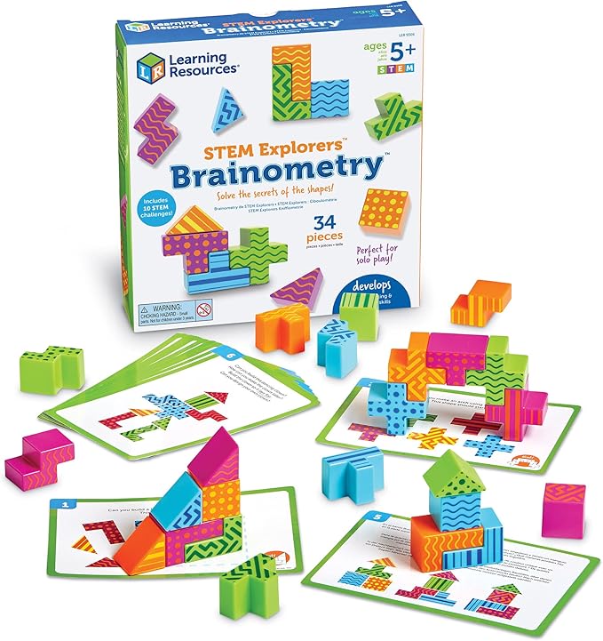 Learning Resources STEM Explorers Brainometry - 34 Pieces, Ages 5+ STEM Toys for Kids, Brain Teaser Toys and Games, Kindergarten Games,Back to School