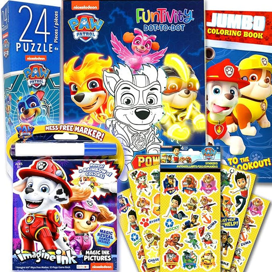 Paw Patrol Activity Set - Bundle of Paw Patrol Coloring Book, Stickers, Imagine Ink, Puzzle and More | Chase and Marshall Drawing Kit for Kids