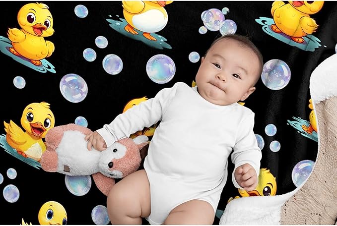 Aparajita Ducks Blanket Adult Duck Blanket Kids Funny Blanket Suitable for Living Room Bedroom Bed Sofa Crib Couch Chair Outdoor All Season Items That Yellow Duck Lovers Will Love 60"x50"for Teens