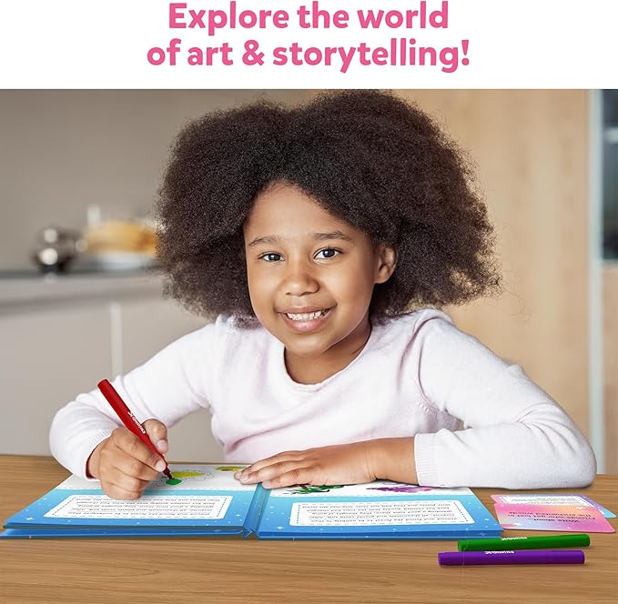 Skillmatics Storybook Art Kit - Unicorns & Princesses Art Kit for Kids, Write & Create Fairytale Storybooks, Creative Activity for Girls, DIY Kit, 150+ Stickers, Gifts for Ages 5, 6, 7, 8, 9, 10