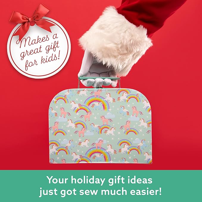 ARTIKA Sewing Kit for Kids - Craft Kit for Girls & Boys w/Booklet, Stencil Shapes, Supplies to Sew and Travel Case (Unicorn)