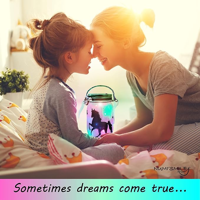 NUMI'SMILE Unicorn & Fairy Lantern Night Light Jar Craft Kit, DIY Arts and Crafts for Girls Ages 3 4 5 6 7 8-12 Years, Unicorn Toys Fairy Gift for Little Girls