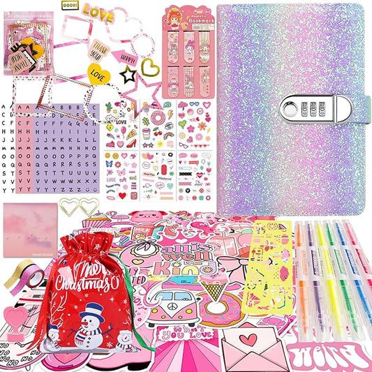 DIY Journal Kit for Girls,Diary for Girls with Lock,DIY Journal Set for Tween & Teen Girls, Stationery Set, Diary Supplies Set, Journaling Art Crafts Kit, Ideal Gifts for Girl