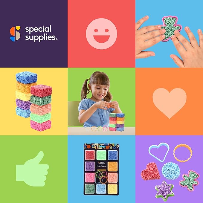 Special Supplies Fun Foam Modeling Foam Beads Play Kit, Children’s Educational Clay for Arts Crafts Kindergarten, Preschool Kids Toys Develop Creativity, Motor Skills (10-Pack)