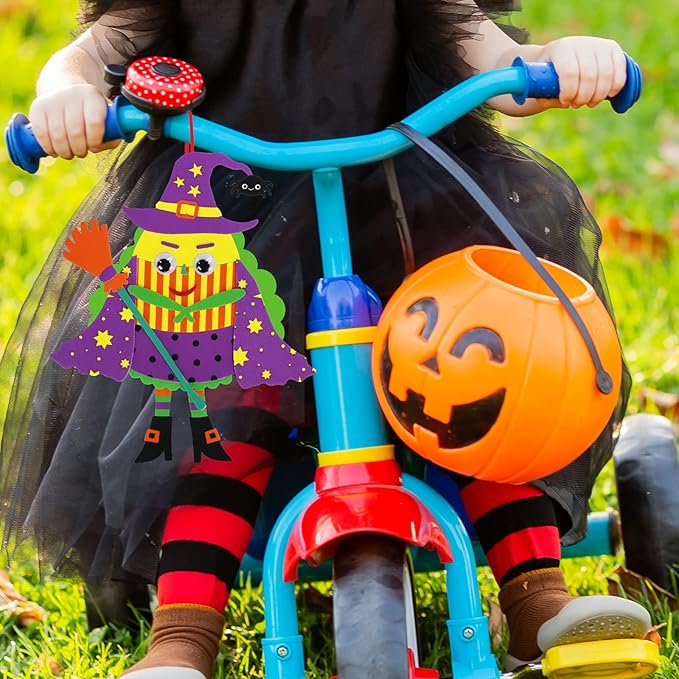 Winlyn 24 Sets Halloween Crafts Kits Fall Kids Crafts DIY Halloween Ornaments Decorations Art Sets Foam Monster Jack-o'-Lantern Stickers Googly Eyes for Kids Halloween Classroom Party Activities