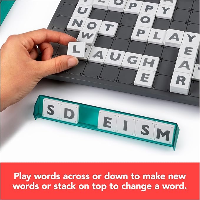 Spin Master Games, Upwords, The Stackable Word Game: 2023 Edition, Includes Rotating Board & Letter Tiles, Classic Crossword Activity for Kids & Family, 3-6 Players, for Ages 8+