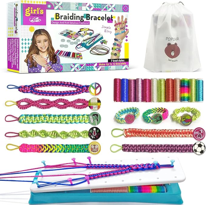 YEETIN DIY Bracelet Maker Kit for Girls 6-12 yrs Old, Loom Braid Bracelet Making Craft Sets, 2023 Hottest Teen Girl Gifts Bracelets String Kit