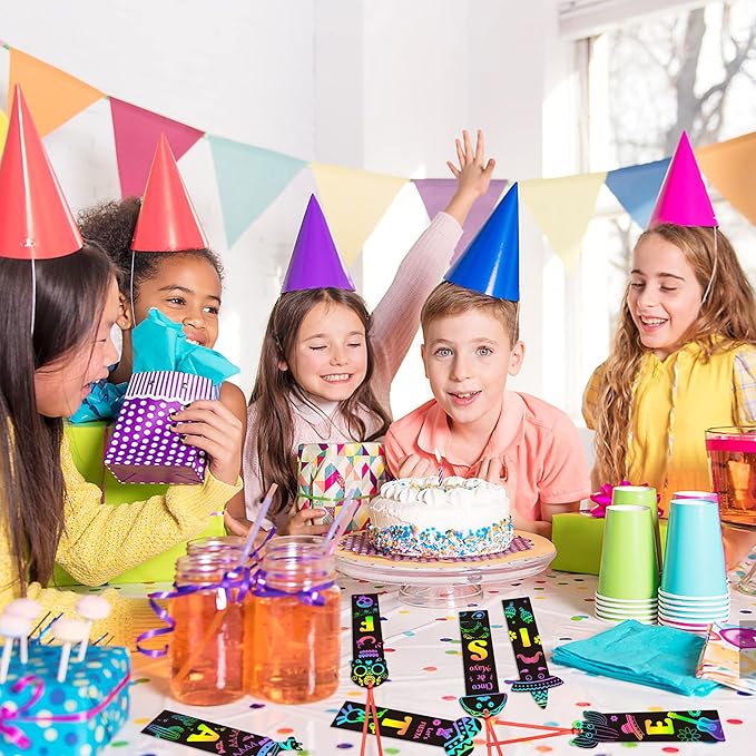 WATINC 60pcs Fiesta Scratch Bookmarks for Kids, Mexican Scratch Off Cards Art Craft Kit, Cinco De Mayo Magic Color DIY Drawing Paper, Mexico Classroom School Home Party Favors Hanging Decor