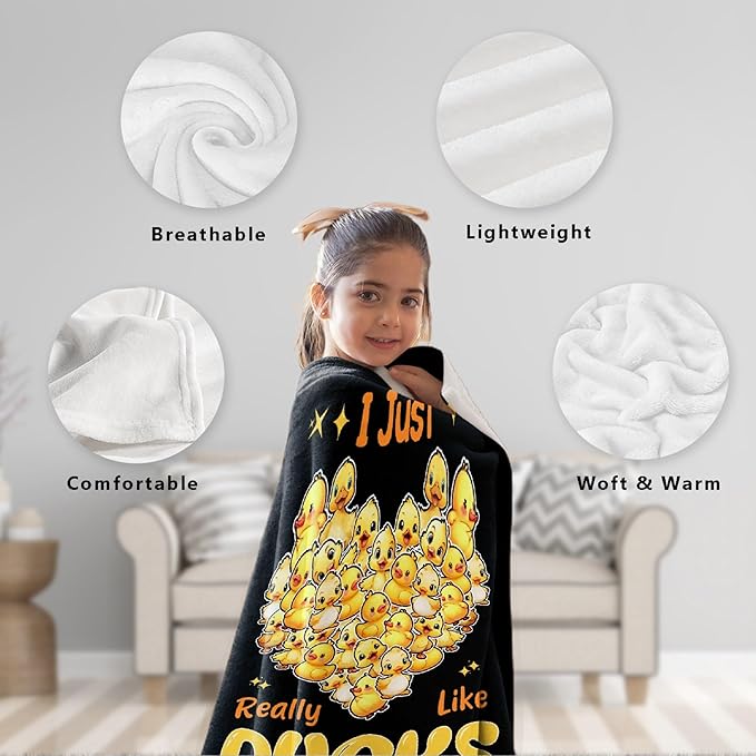 I Just Really Like Ducks Blanket Adult duck Blanket Kids Funny Blanket Suitable for Bedroom bed sofa Crib Couch Chair outdoor All Season Items That Yellow Duck Lovers Will Love 80"x60"for Adult