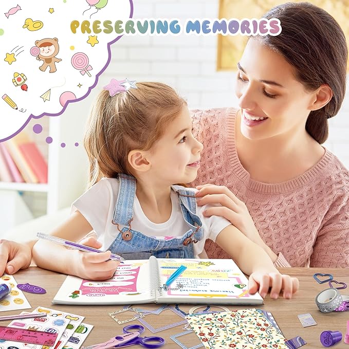 PERRYHOME 2-Pack DIY Journal Kit for Girls - 200+Pcs Journal Set for Teen & Tween Girls, Journaling Art & Crafts Kits,Scrapbook&Diary Supplies Set, Christmas Gifts for 8 9 10 11 12 13 14 Year Old Girl