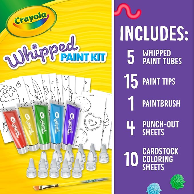 Crayola Whipped Paint Kit, Puff Paint, 3D Paint Set for Kids, 3 Unique Textures, Sensory Art Toy, Gift for Kids, Ages 5+