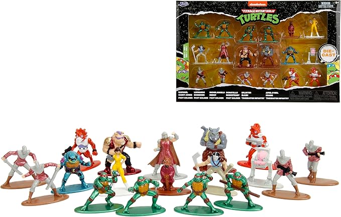 TMNT 1.65" 18-Pack Wave 2 Die-Cast Figures Nano Metalfigs, Toys for Kids and Adults