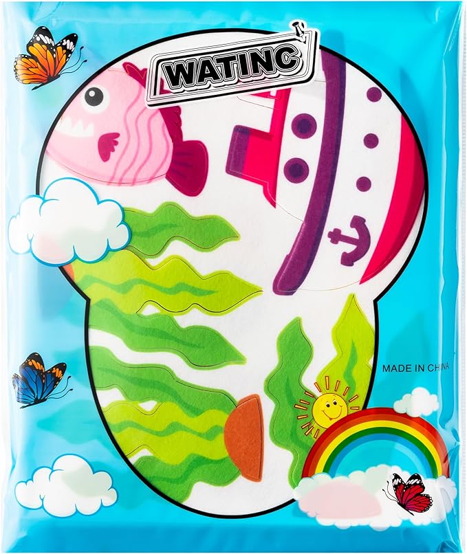 WATINC 45Pcs Pink Under The Sea Teaching Felt Board Story Set 3.5 Ft Ocean Creatures Aquarium Storytelling Flannel Interactive Play Kit with Mermaid Diver Shark Reusable Wall Hanging Gift for Toddlers