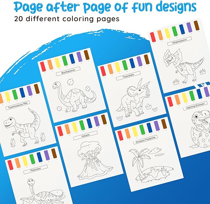 Paint With Water Coloring Book for Toddlers: Mess Free Kids Watercolor Painting Activity Kit - Arts and Crafts For Ages 2 3 4 5 6 Years Old - Dinosaur - Pocket Travel Book, Gift Toy, Stocking Stuffers