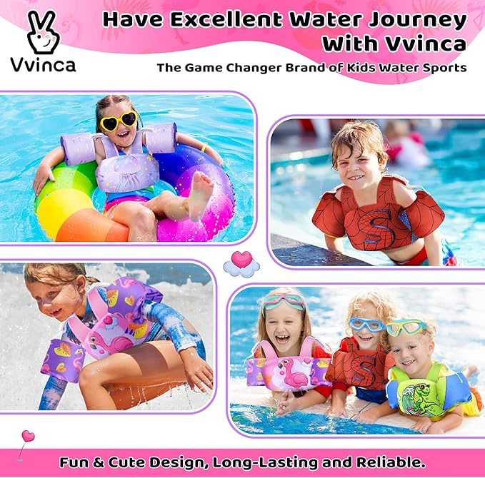 Vvinca Separable Toddler Swim Vest Fit 22-66 Lbs（1-6 Years）|2025 Newest 3 in 1 Pool Float & Arm Bands Boys and Girls, Adjustable Sturdy Safety for Infant 1 2 3 4 5 6 Year