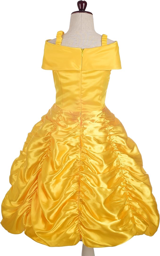 Dressy Daisy Girls' Princess Yellow Gold Ball Gown Birthday Party Fancy Dress Up Halloween Costume Size 3T-12