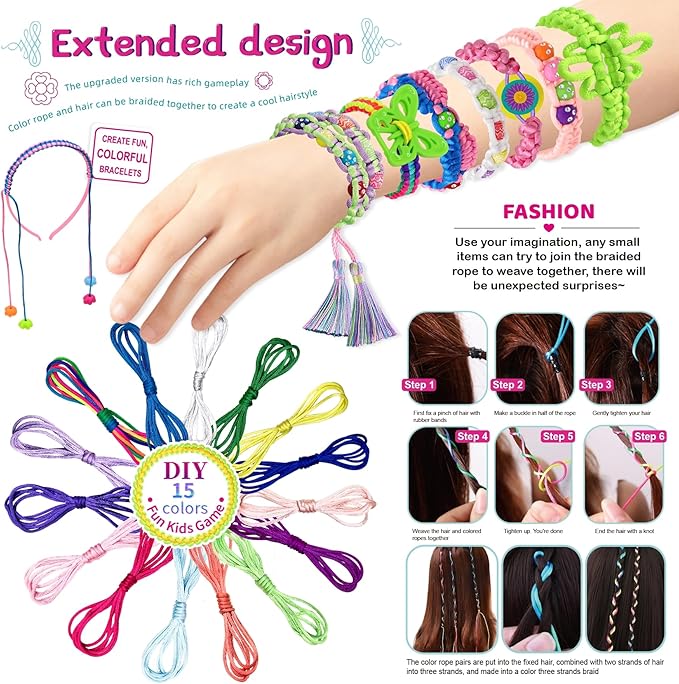 Yikusu Friendship Bracelet Making Kit for Girls, Birthday Gifts for Girls Ages 7 8 9 10 11 12 Year Old, Arts and Crafts Toys for Kids Ages 8-12，DIY Bracelet Jewelry Maker Toys Set