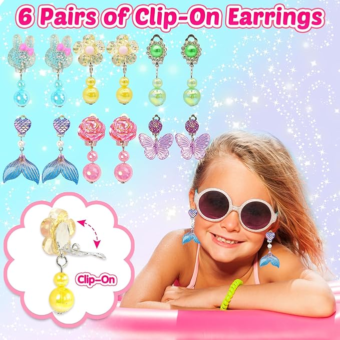 ZMLM Jewelry Gifts Toys for Girls: Unicorn Jewelry Box Ring Earring Necklace Set Valentines Day Gifts Easter Birthday Gifts, Art Craft DIY Headband Making, Pretend Play Toys for Girls 4 5 6 7 8 9 10