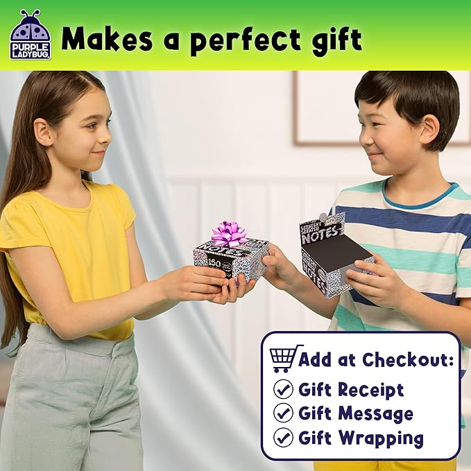 PURPLE LADYBUG Silver Holographic Scratch Art Mini Notes - Scratch Art Notes for Kids, Kids Games, Craft for Kids Summer Activities, Airplane Activities for Kids Ages 4-8, Camping Games for Kids