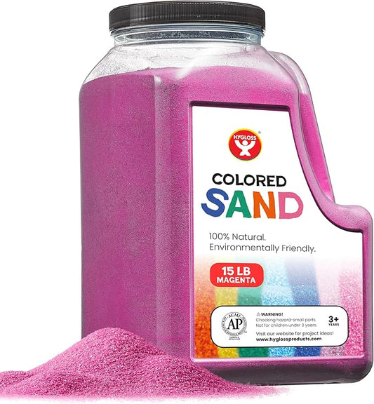 Hygloss Colored Play Sand – 15 lb Magenta Craft Sand for Sand Art, Christmas Gifts & Decorations, DIY Projects, Classroom Activities, and Plant Décor – Fine, Non-Toxic Sand, Safe for Kids Ages 3+