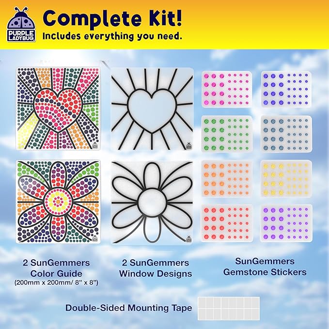 PURPLE LADYBUG Sungemmers Window Diamond Art Suncatcher Kits – Kids Easter Basket Stuffers, Gifts for 6-10 Year Old Girls & Boys, Birthday Arts & Crafts for Kids Ages 8-12 6-8