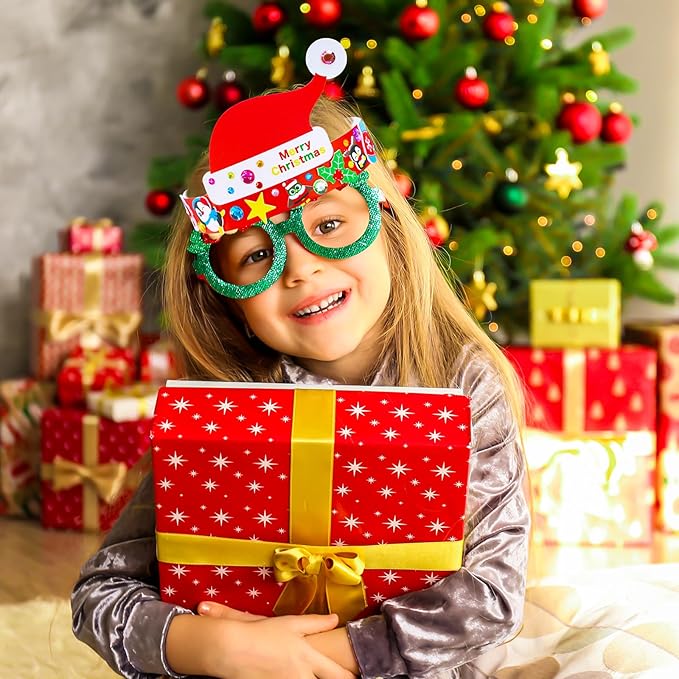 Winlyn 24 Sets Christmas Craft Kits Winter Crafts DIY Christmas Headbands Craft Kits Snowflake Christmas Tree Foam Stickers Arts and Crafts for Kids Holiday Home Classroom Art Activities Party Favors