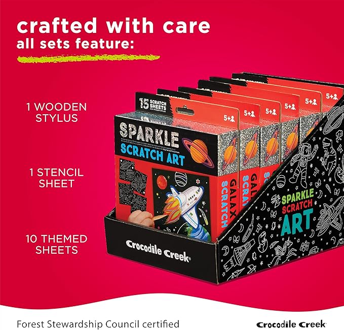 CROCODILE CREEK Dinosaur Sparkle Scratch Art 6 Piece Set, 1 EA