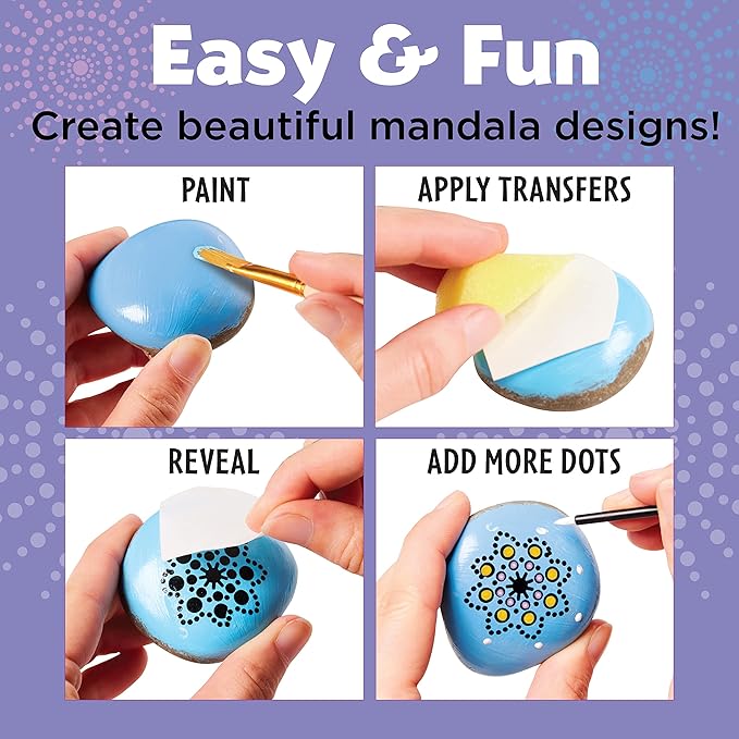Creativity for Kids Hide and Seek Dot A Rock: Paint and Hide 10 Mandala Rocks - Rock Painting Kits for Ages 6-8, Kids Craft Kit