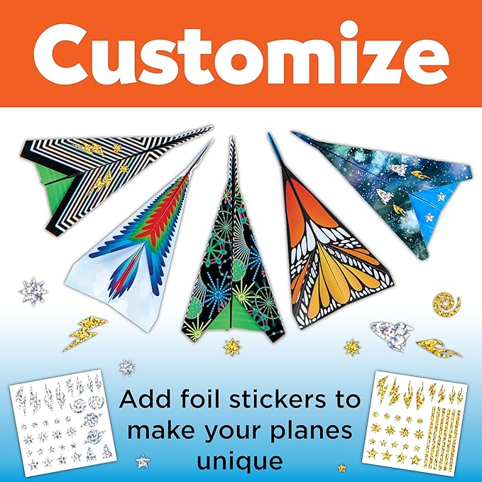 Creativity for Kids Stunt Squadron Fold & Launch Paper Airplanes: Create 80 Paper Airplanes, STEM Science Kit for Kids, Paper Airplane Craft Kit for Kids, Gifts and Toys for Boys Ages 6-8+
