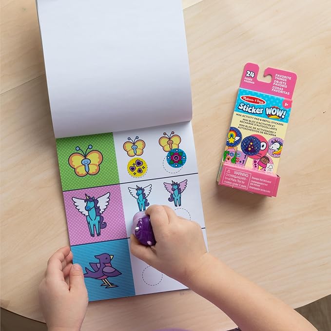 Melissa & Doug Sticker Wow! Sparkle Unicorn Bundle (Stamper w Book + Favorite Things Refill Pack)