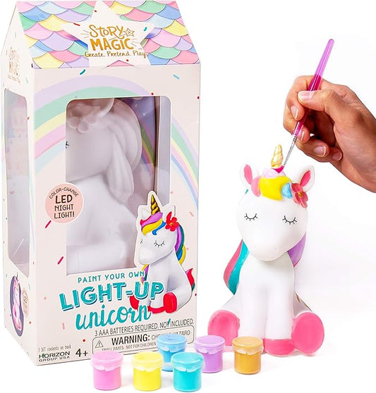 Story Magic Paint Your Own Light-Up Unicorn by Horizon Group USA, Paintable, Batteries Required, Color-Change, LED Night Light