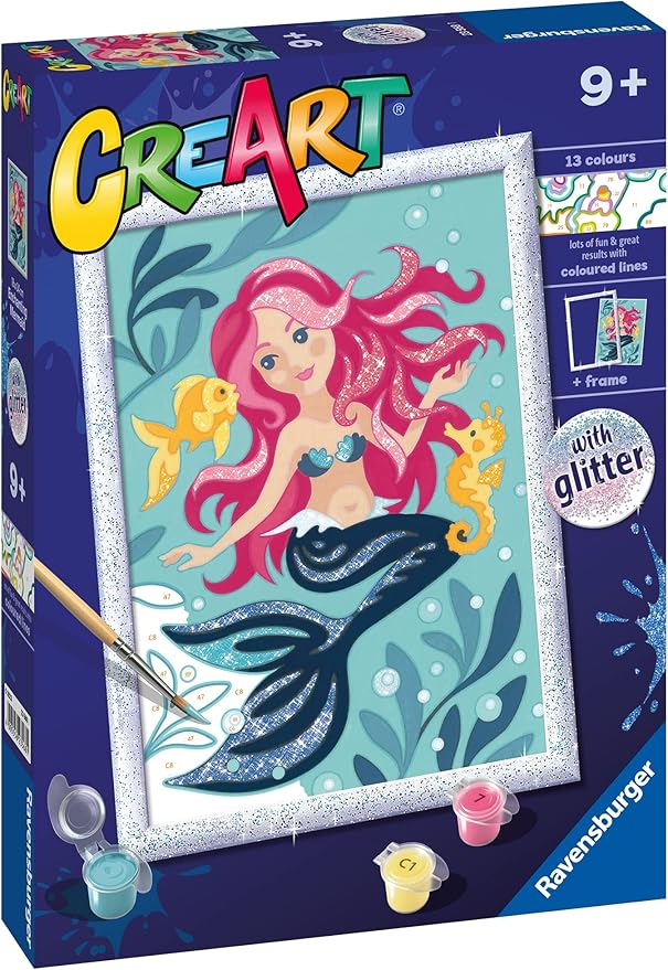 Ravensburger Enchanting Mermaid Paint by Numbers Kit for Kids - 23568 - Painting Arts and Crafts for Ages 9 and Up
