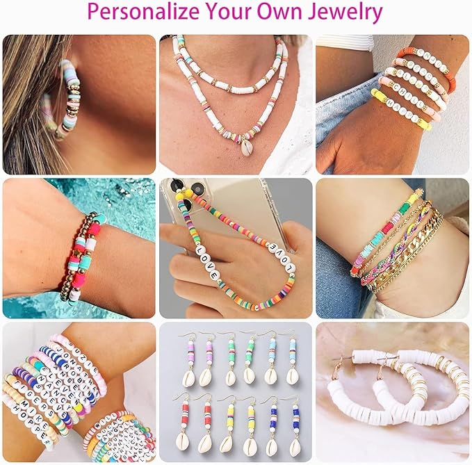 Paodey Girls Gifts Bracelet Making Kit, 20 Colors Polymer Clay Beads with Charms Arts and Crafts Kit Jewelry Making Set Birthday Gift Idea Girl Toys Gifts for Kids Ages 6-13