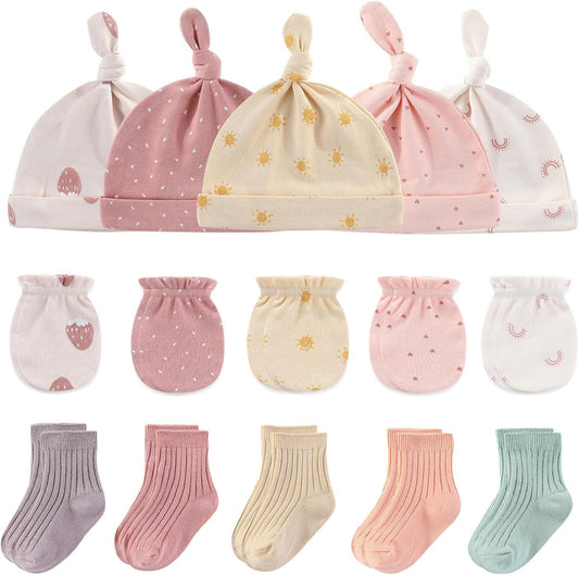 Baby Hats Mittens and Socks Set Cotton Newborn Hat Beanie Soft Infant Girls Boys Caps Gloves 0-6 month