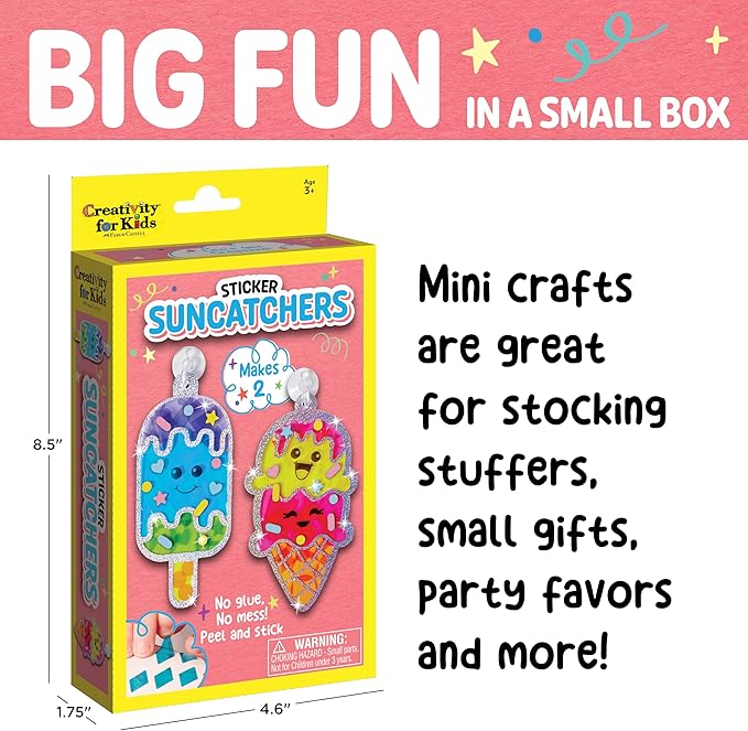 Creativity for Kids Sticker Sun Catchers Mini Craft Kit: Create 2 Suncatchers - Toddler Stocking Stuffers and Gifts Ages 3-4+, Arts & Crafts for Kids, Window Art for Kids