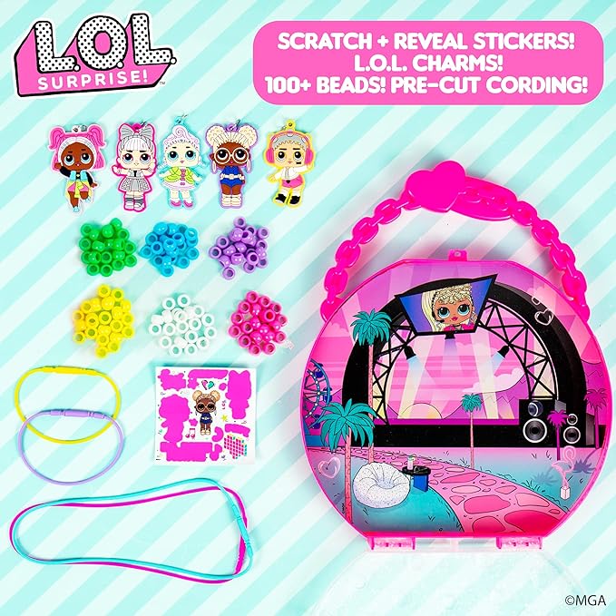 L.O.L. Surprise! Jewelry Activity Case, Create Your Own LOL Surprise Jewelry, Bead Kit Great for Travel and On-The-Go, 100+ Custom Accessories, DIY Jewelry Kit for Kids Ages 5, 6, 7, 8, 9