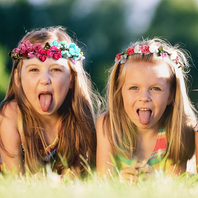 WILLBOND 146 Pcs Flower Crowns Making Kit Flower Crowns Garland Make Your Own Flower Crown Wreath Headbands and Bracelets Craft Kit Handmade Arts and Crafts DIY Floral Crown Garland for Girls Kids