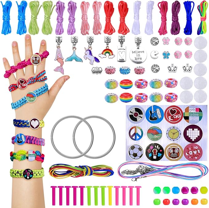 VICTLOV Friendship Bracelet Knitted Kit,Best Birthday Gifts Ideas for Kids,Popular Bracelets String Maker Toys Set,Arts and Crafts for Kids Ages 7 8 9 10 11 12