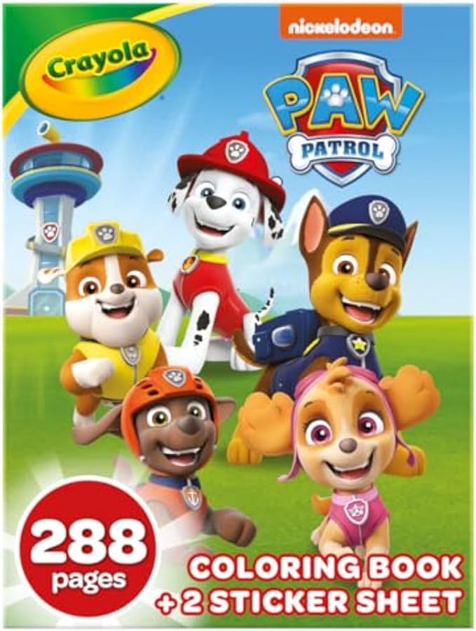 Crayola PAW Patrol Coloring Book (288pgs), Kids Coloring Book Pages & Stickers, PAW Patrol Gift, Travel Activity, Toddler Toys, 3+