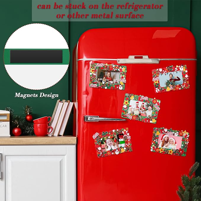 Fovths 436 Pieces Christmas Picture Frame Craft Kit for Kids Include Foam Photo Frames Christmas Foam Self Adhesive Stickers Magnet Art DIY Christmas Ornament for Xmas Party Favor, Home Decor
