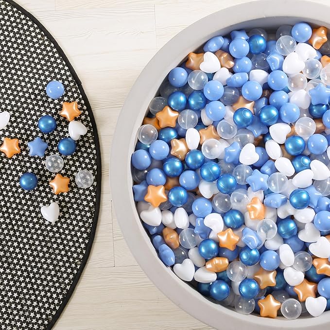 GOGOSO Shape Ball Pits Balls, Star Heart Plastic Play Balls for Toddlers Kids Children, DIY Giant Friendship Bracelet Banner