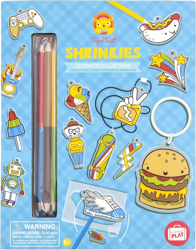 Tiger Tribe: Shrinkies - Ultimate Collection - Color & Bake to Create Charms for Jewelry & Keychains, Craft Kit, Kids Ages 5+, Adult Supervision