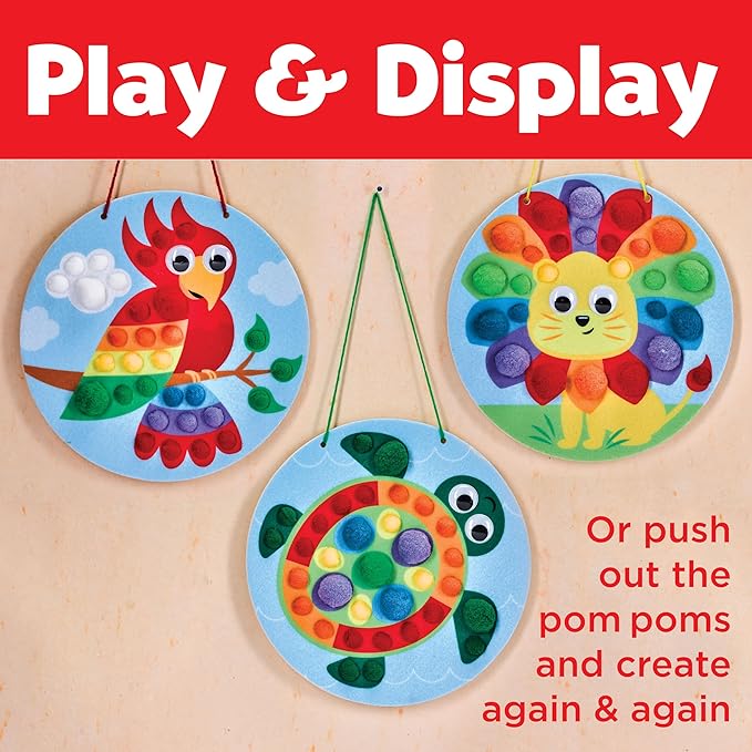 Creativity for Kids Pom Pom Pictures: Animals - Preschool Learning Activities, Sensory Toys for Toddlers, Toddler Arts and Crafts for Ages 3-5+