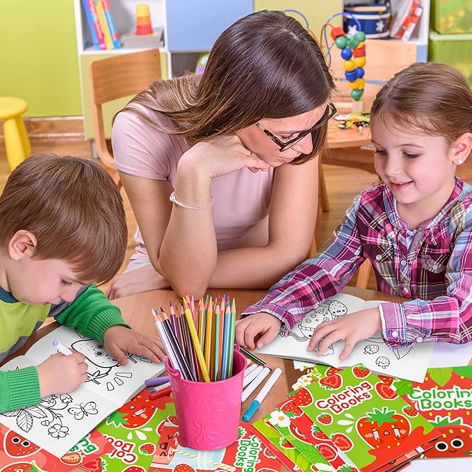 Strawberry DIY Coloring Books - 24-Pack Strawberry Coloring DIY Art Drawing Books Fruits Patterns Christmas Winter Xmas New Year Gifts Kids Birthday Sweet Party Favors Class Art Activity