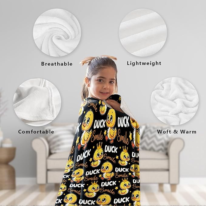 Smile Ducks Blanket Adult duck Blanket Kids Funny Blanket Suitable for Living room Bedroom bed sofa Crib Couch Chair outdoor All Season Items That Yellow Duck Lovers Will Love 50"x40"for Kid