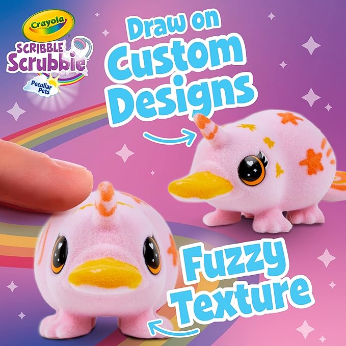 Crayola Scribble Scrubbie Peculiar Pets Rainbow Tub Set, Grooming Pet Toy for Girls & Boys, Toy Animal, Gifts for Kids, Ages 3+