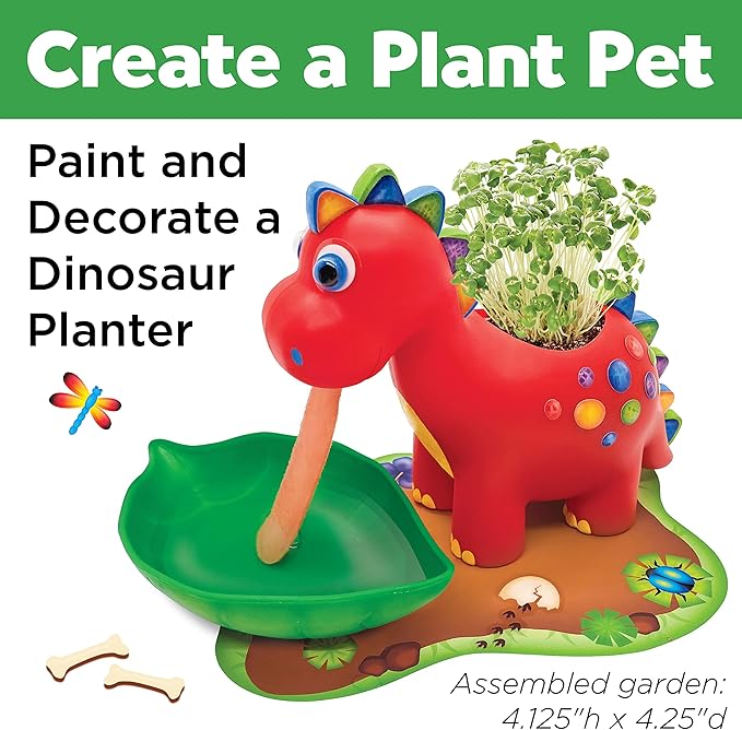 Creativity for Kids Dinosaur Self Watering Plant Pet, Kids Plant Growing Kit, Dinosaur Crafts for Boys and Girls Ages 6-8+, Medium