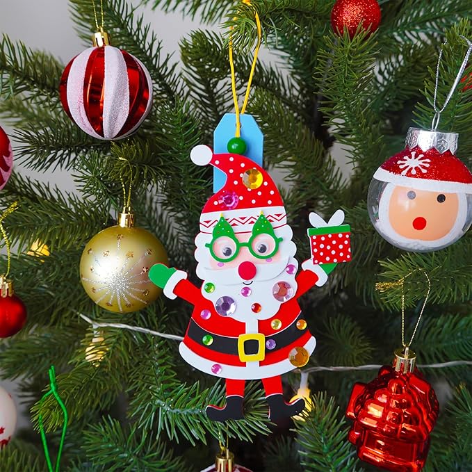 Winlyn 24 Sets Christmas Craft Kits Winter Crafts DIY Holiday Ornaments Decorations Winter Festive Foam Stickers Christmas Arts and Crafts for Kids Christmas Home Classroom Art Activities Party Favors