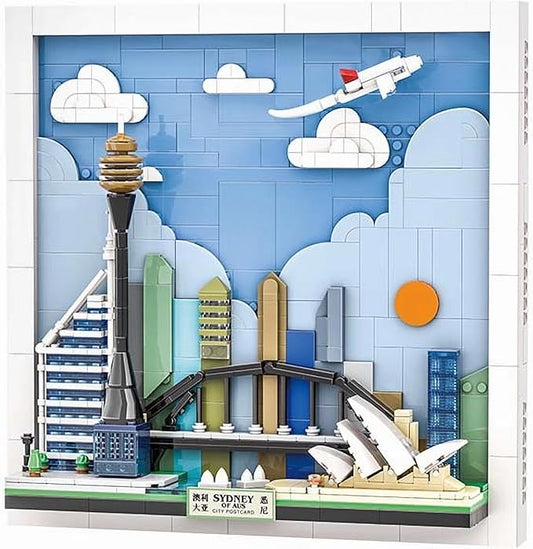 TUTU&LELE Postcard Sydney, 3D Wall Art Craft Kit, Wall Art Architecture Skyline Model Kit, Office Home Décor, Architecture Building Blocks for Adults and Kids (707Pieces)