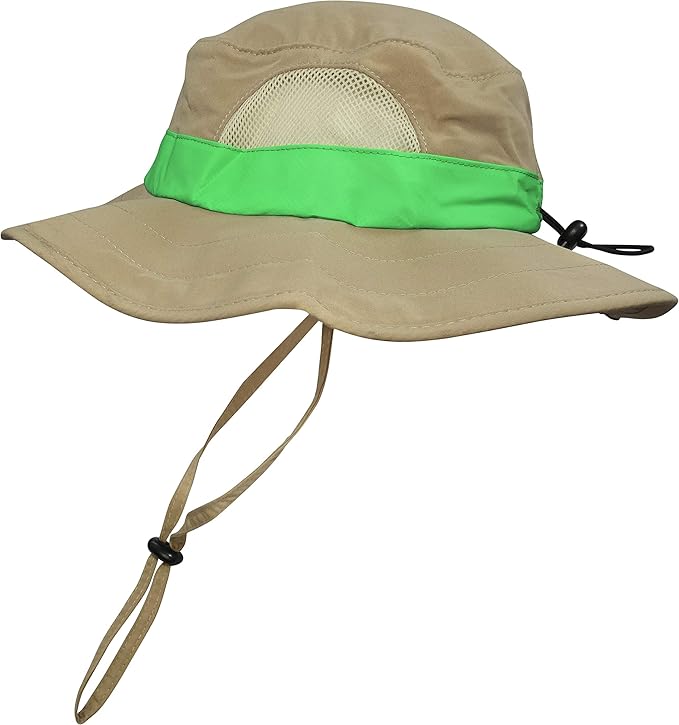 S/M Youth Vest and Hat Combination Set for Boys and Girls: 1 Tan Cargo Vest for Kids with Reflective Safety Straps & 1 Floppy Bucket Sun Hat with Chin Strap. Color: Youth Tan S/M Size 4-7